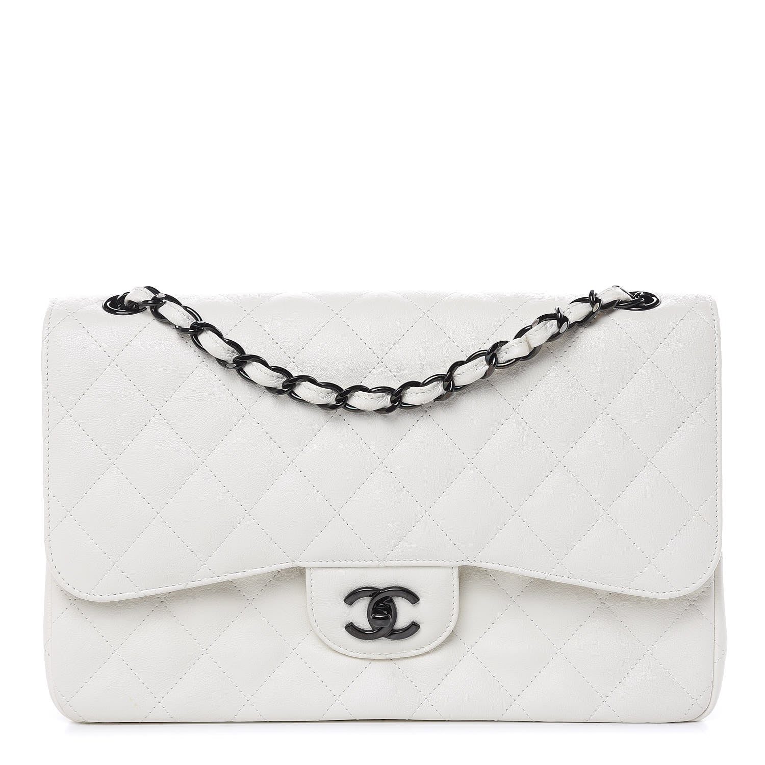 Chanel Calfskin Quilted Jumbo Double Flap White 1 of 9