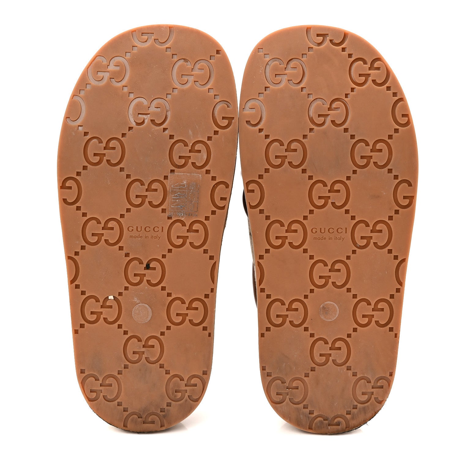 Gucci Monogram GG Calfskin Angelina Platform 55mm Slide Sandals 38.5 Camel Ebony 35 Camel Ebony 6 of 10