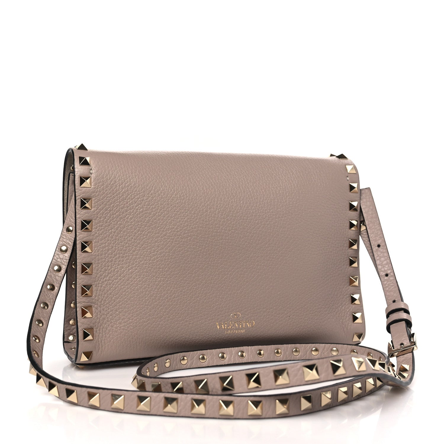 Valentino Garavani Pebbled Calfskin Medium Rockstud Flip Lock Crossbody Bag Poudre 3 of 9