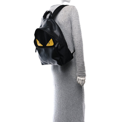 Fendi Nylon Vitello Liberty Vitello Dolce Monster Eyes Rounded Backpack Black Sunflower 3 of 11