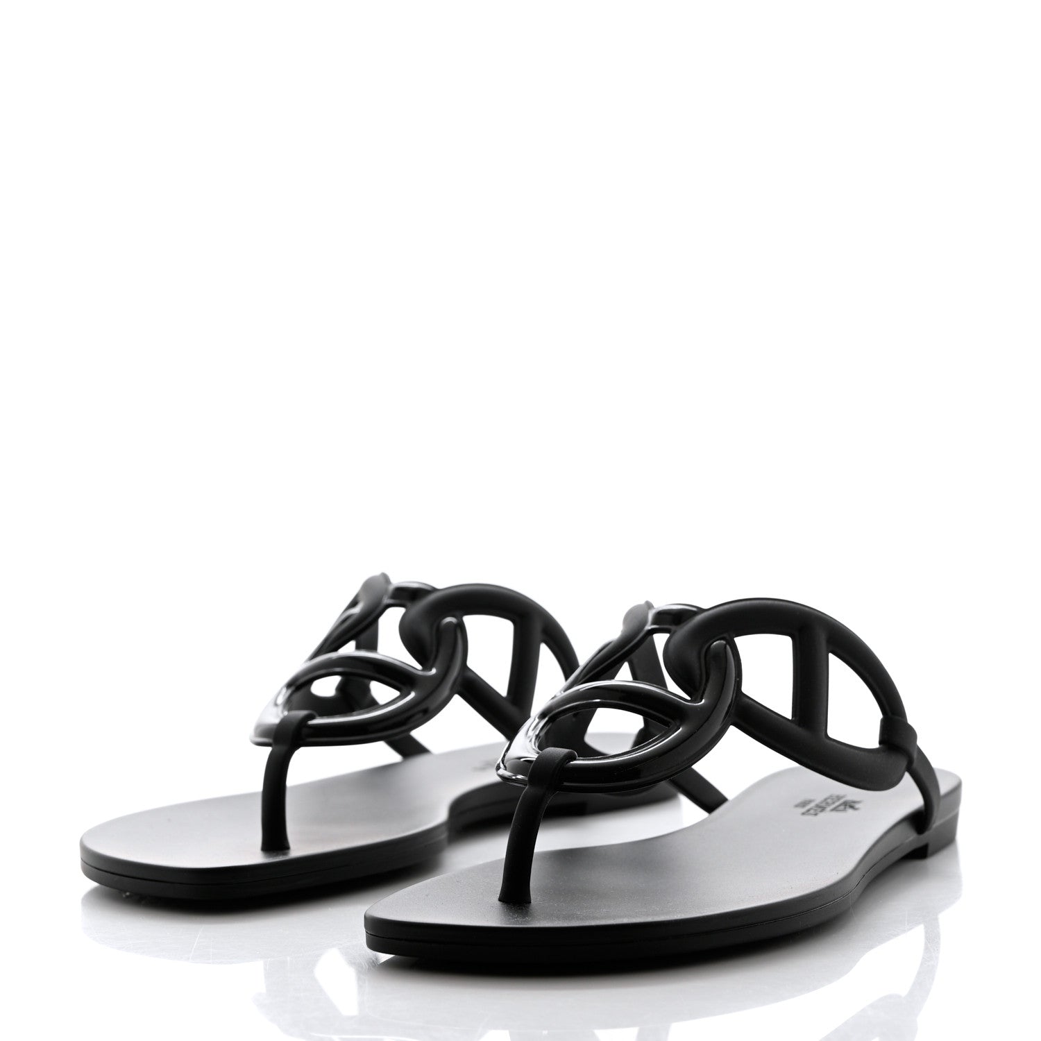 Hermes Rubber Womens Egerie Sandals 38 Black 3 of 9