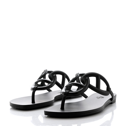 Hermes Rubber Womens Egerie Sandals 38 Black 3 of 9