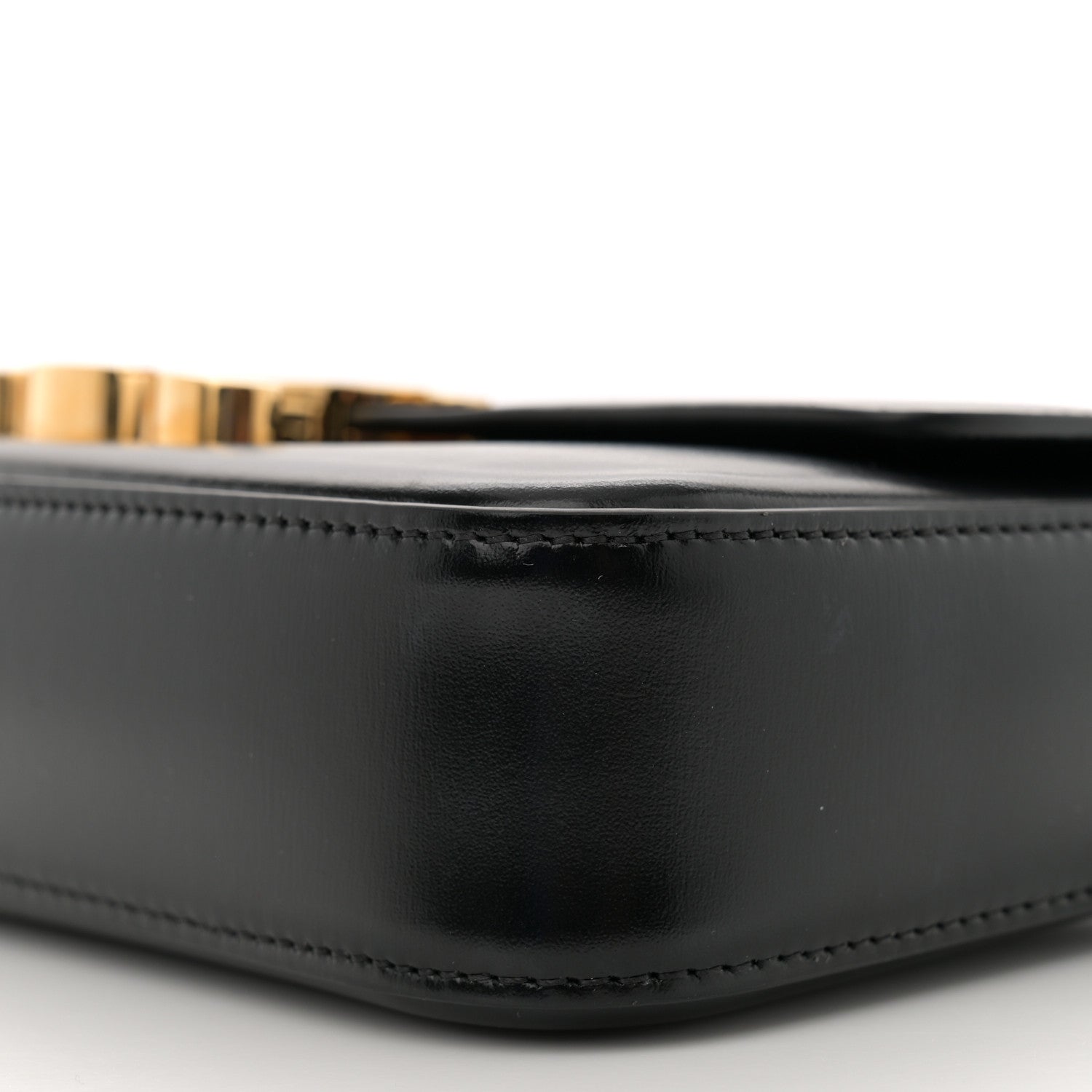 Celine Shiny Calfskin Triomphe Shoulder Bag Black 10 of 10