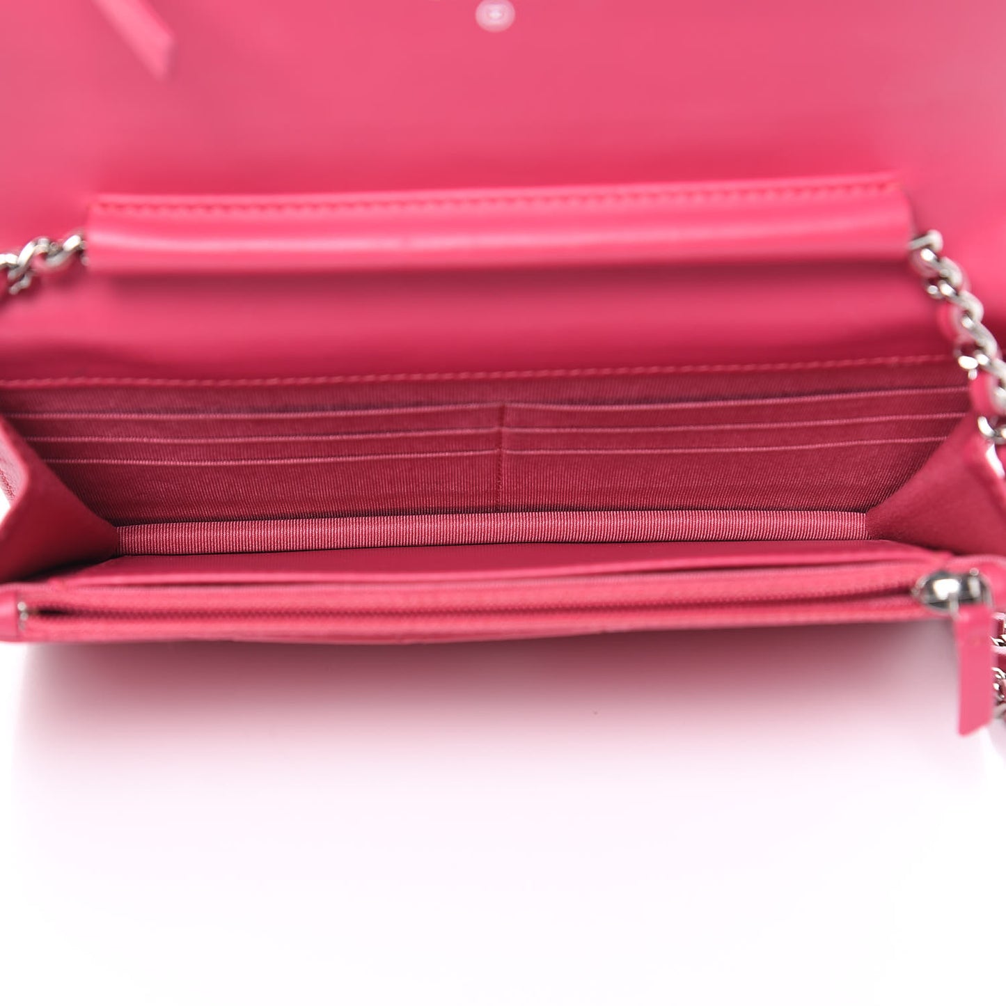 Patent Quilted Wallet On Chain WOC Fuchsia