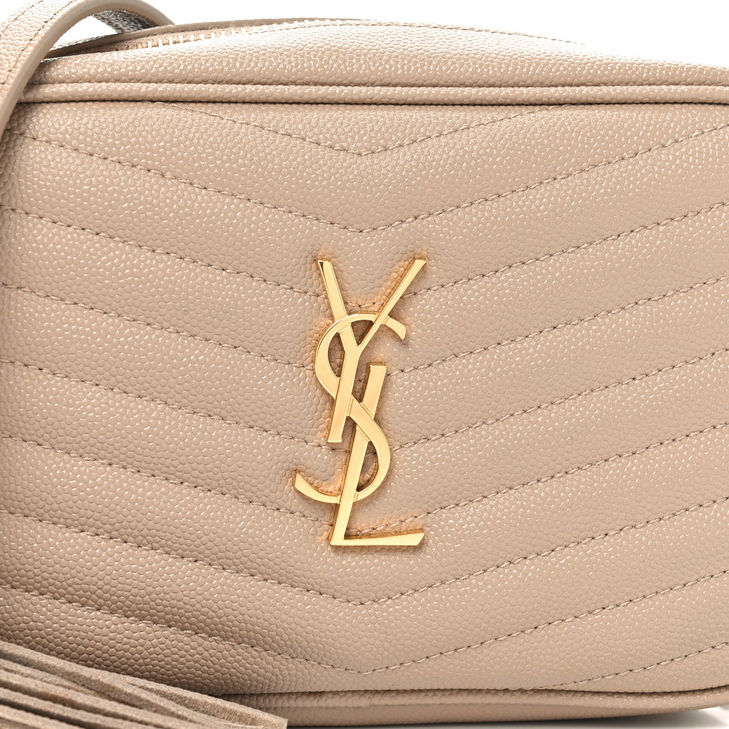 Saint Laurent Grain De Poudre Matelasse Monogram Mini Lou Camera Bag Dark Beige 8 of 11