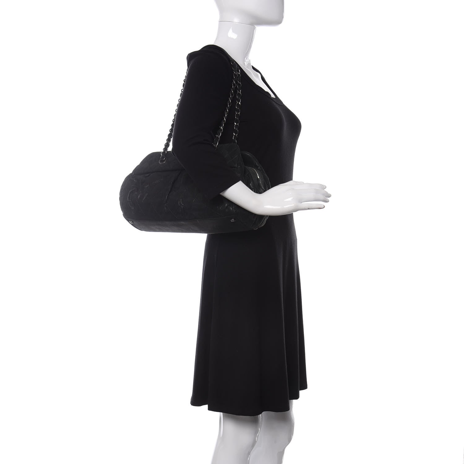 Chanel Iridescent Calfskin Chic Quilt Bowling Bag Black 2 of 10