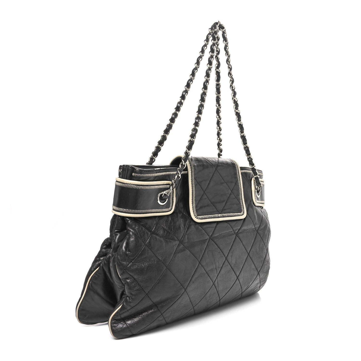 Chanel Lambskin Quilted Mademoiselle Accordion Tote Black 2 of 11