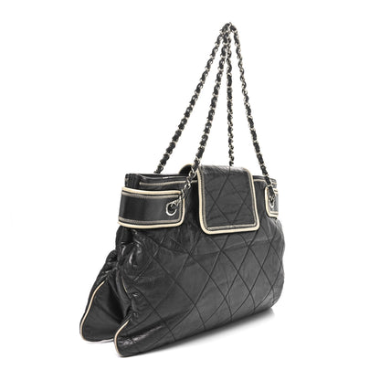 Chanel Lambskin Quilted Mademoiselle Accordion Tote Black 2 of 11