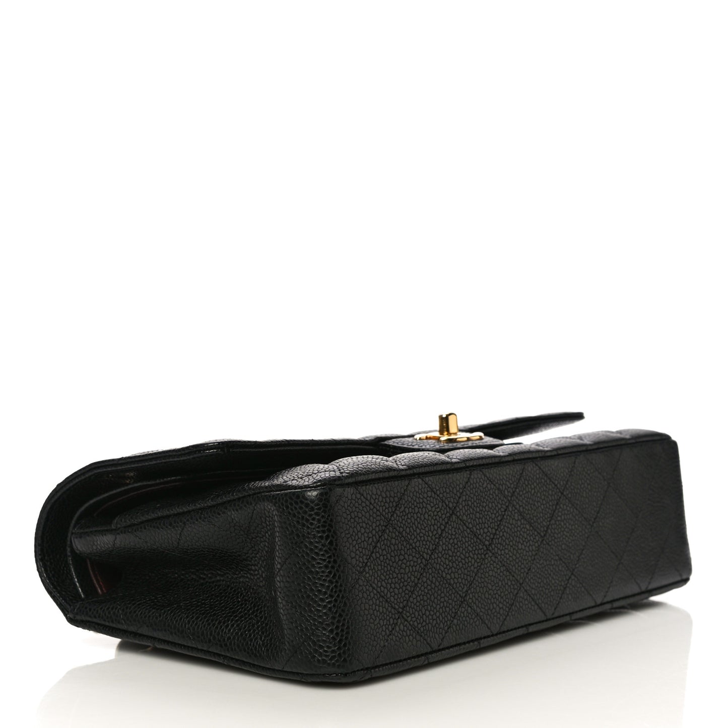 Caviar Quilted Medium Double Flap Black