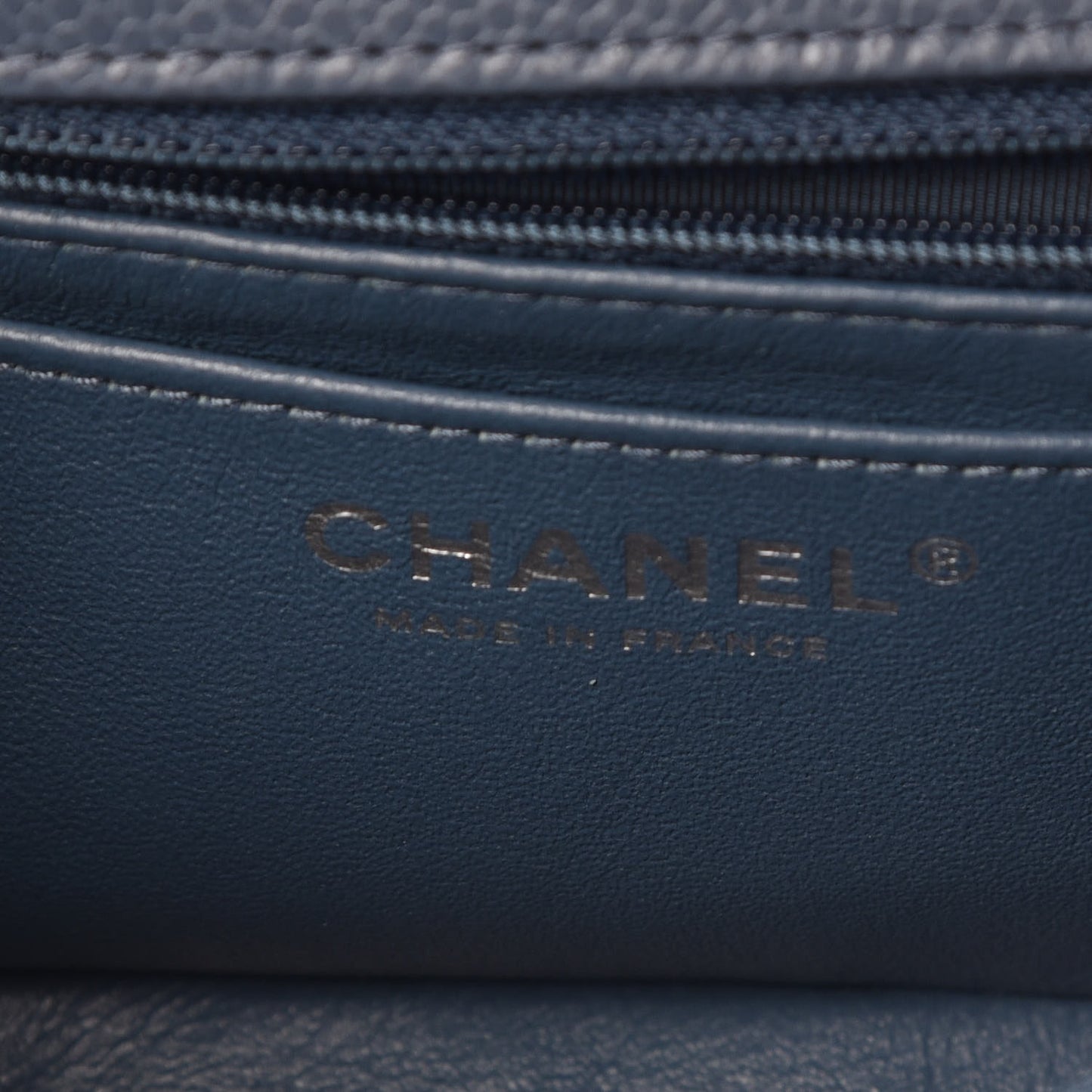 Caviar Quilted Mini Rectangular Flap Blue