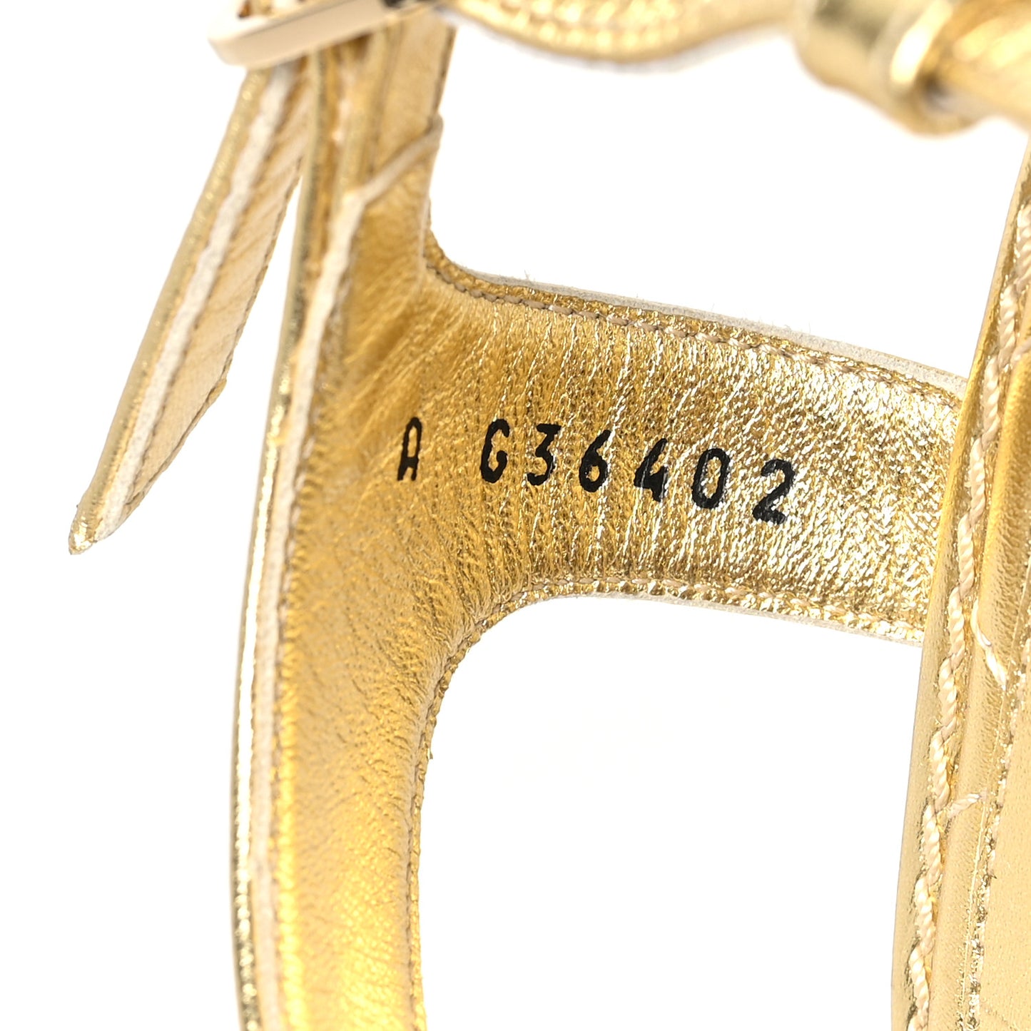Laminated Lambskin Quilted CC Pearl Thong Sandals 35.5 Gold