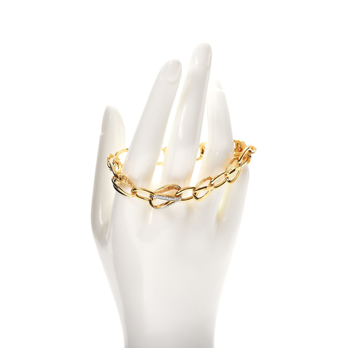 18K Yellow Gold Diamond Asli Link Chain Bracelet