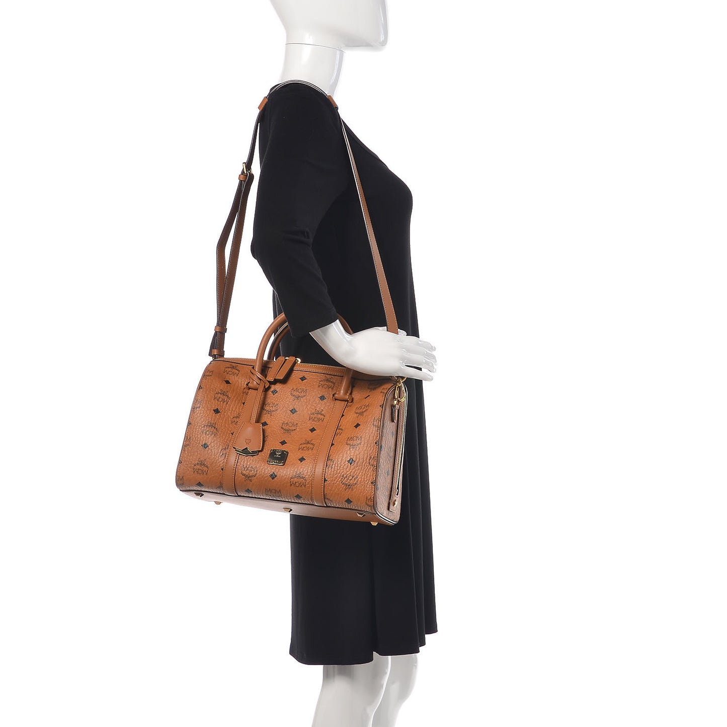 Visetos Medium Boston Bag Cognac
