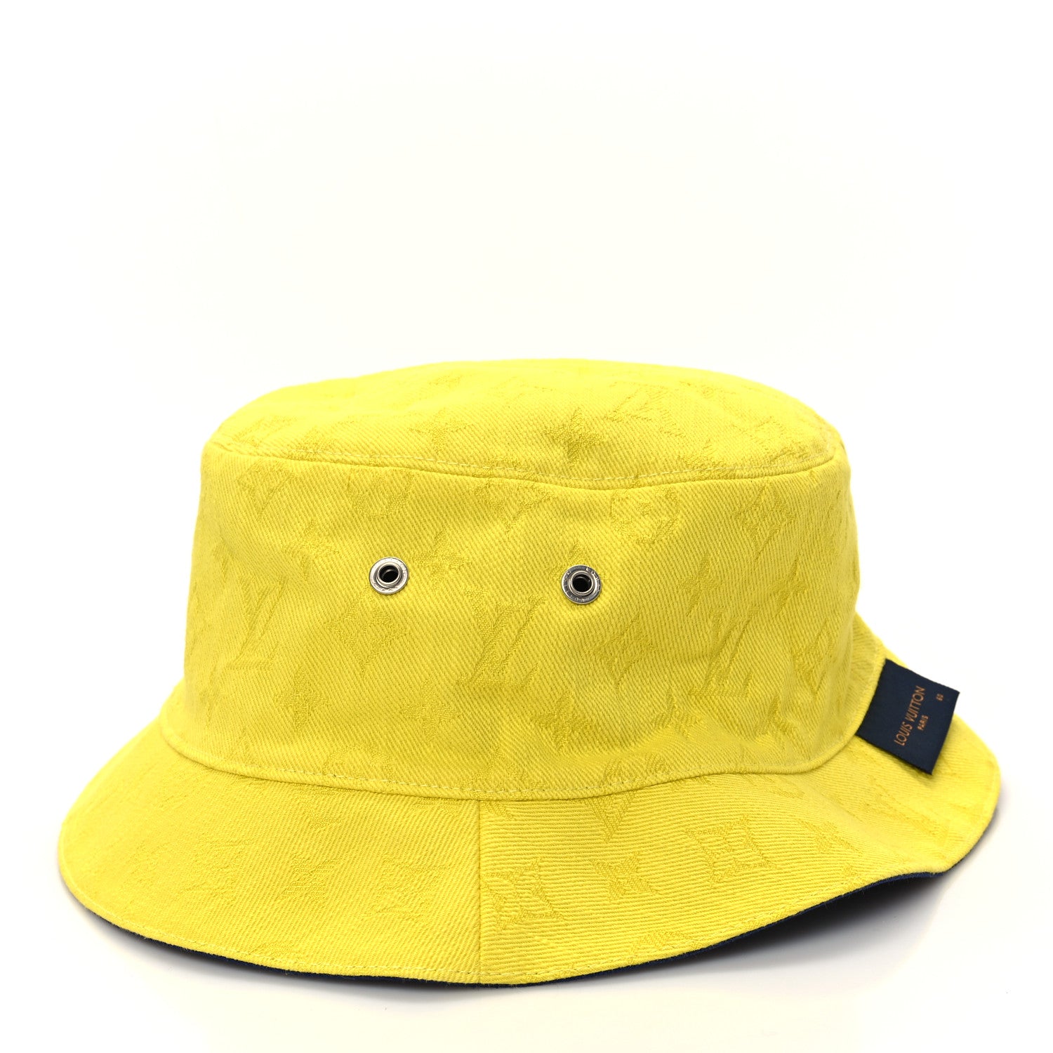 Louis Vuitton Canvas Monogram Reversible Everyday Bucket Hat 60 Blue White Yellow 9 of 13
