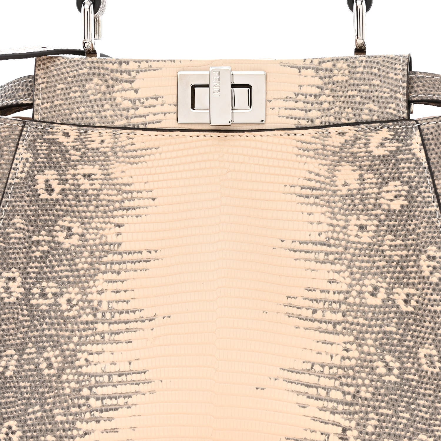 Fendi Lizard Togo Shiny Nappa Mini Peekaboo Iconic Satchel Rosa Skin 9 of 12