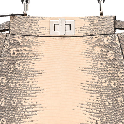 Fendi Lizard Togo Shiny Nappa Mini Peekaboo Iconic Satchel Rosa Skin 9 of 12
