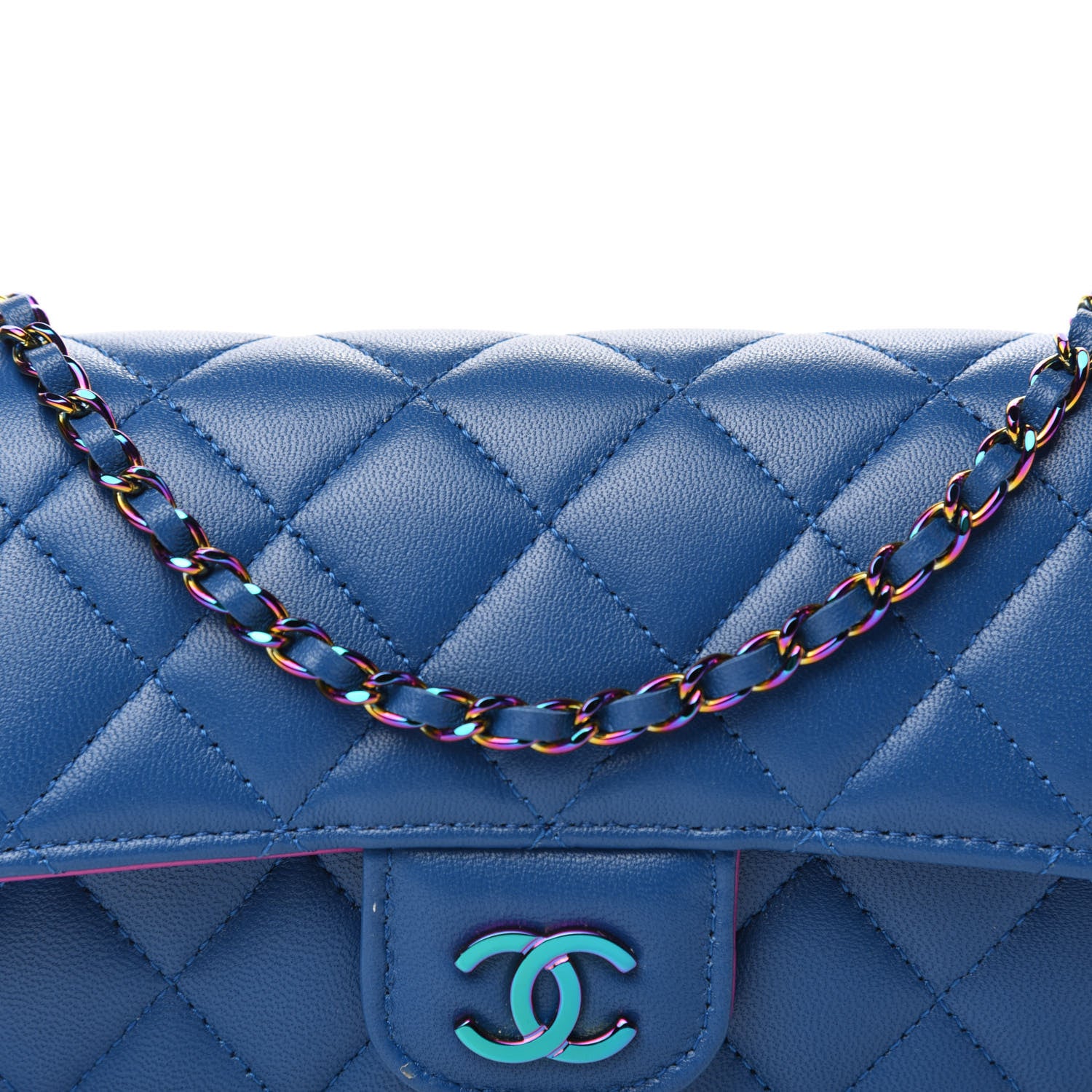 Chanel Lambskin Quilted Glasses Case With Chain Blue Purple 11 of 12