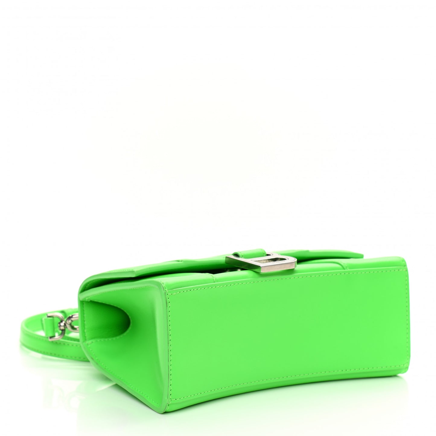 Shiny Box Calfskin Hourglass Top Handle Bag XS Fluo Green