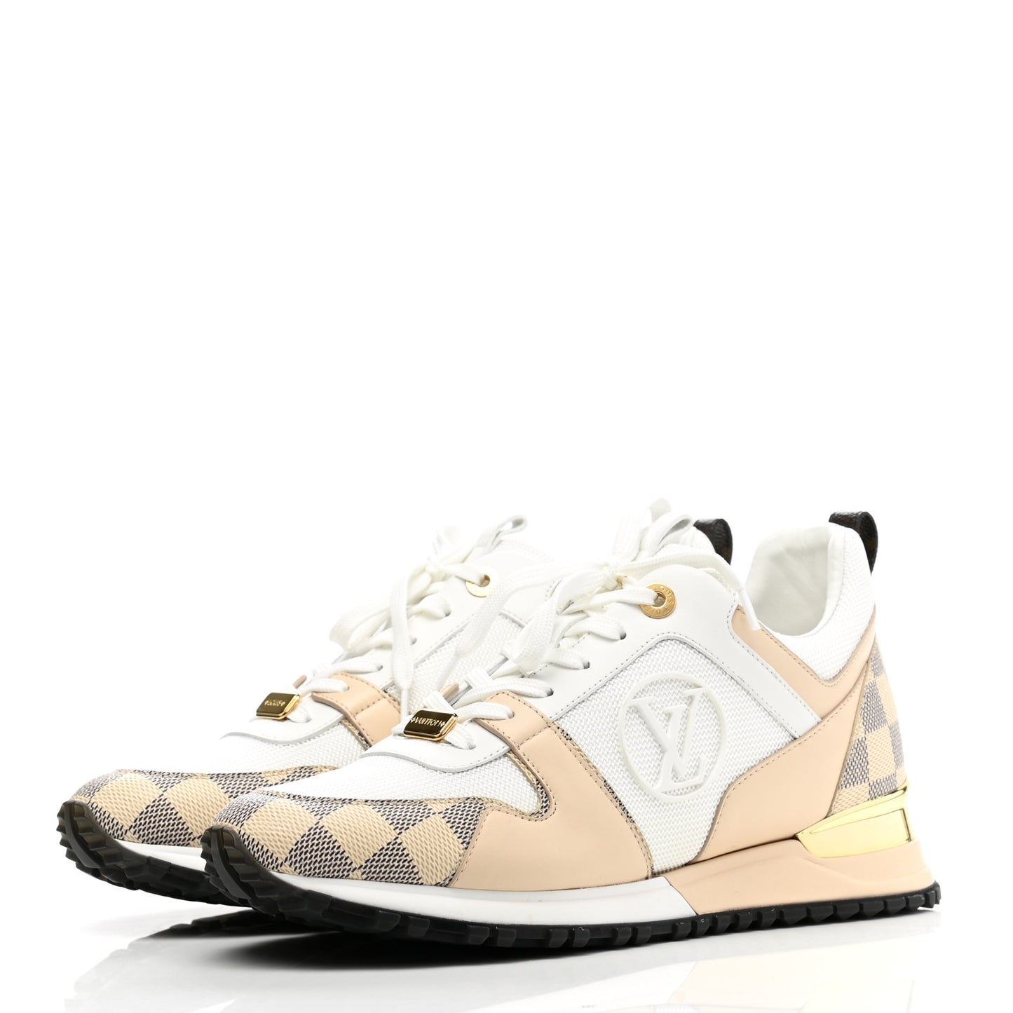 Calfskin Damier Azur Run Away Sneakers 39.5 White