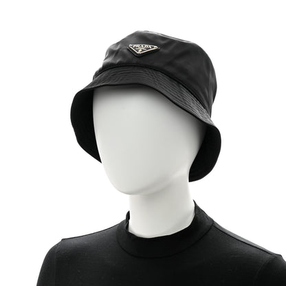 Prada Nylon Metal Triangle Logo Womens Bucket Hat M Black 2 of 10