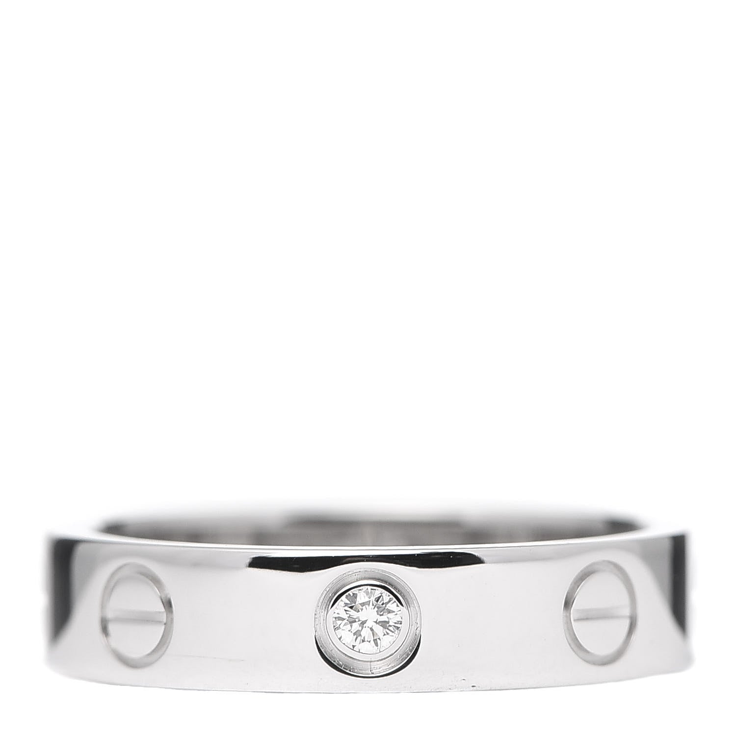 Cartier 18K White Gold Diamond 4mm LOVE Wedding Band Ring 48 4.5 1 of 4