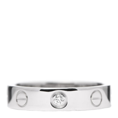 Cartier 18K White Gold Diamond 4mm LOVE Wedding Band Ring 48 4.5 1 of 4