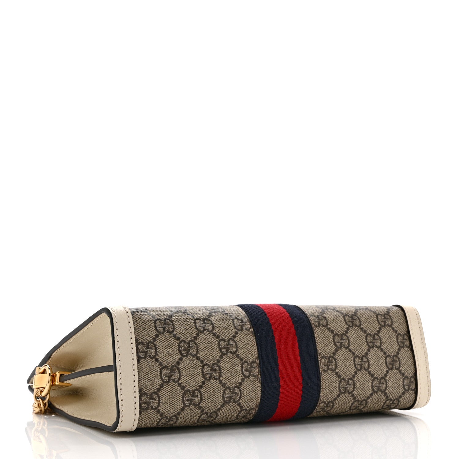 Gucci GG Supreme Monogram Textured Calfskin Web Small Ophidia Chain Shoulder Bag Beige Ebony Mystic White 4 of 11