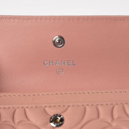 Chanel Goatskin Camellia Embossed Card Holder Wallet Light Pink 6 of 9
