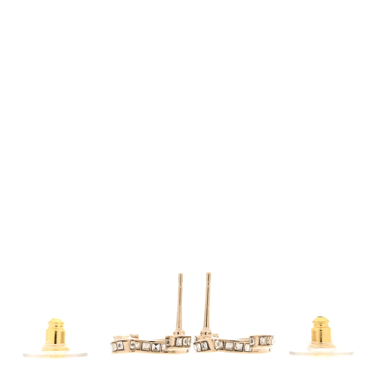 Metal Baguette Crystal CC Earrings Gold