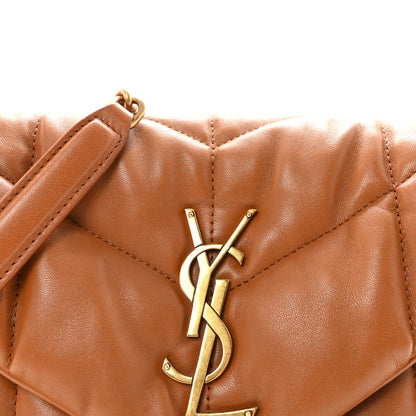 Saint Laurent Lambskin Quilted Toy Loulou Puffer Monogram Chain Satchel Dark Cork 7 of 9