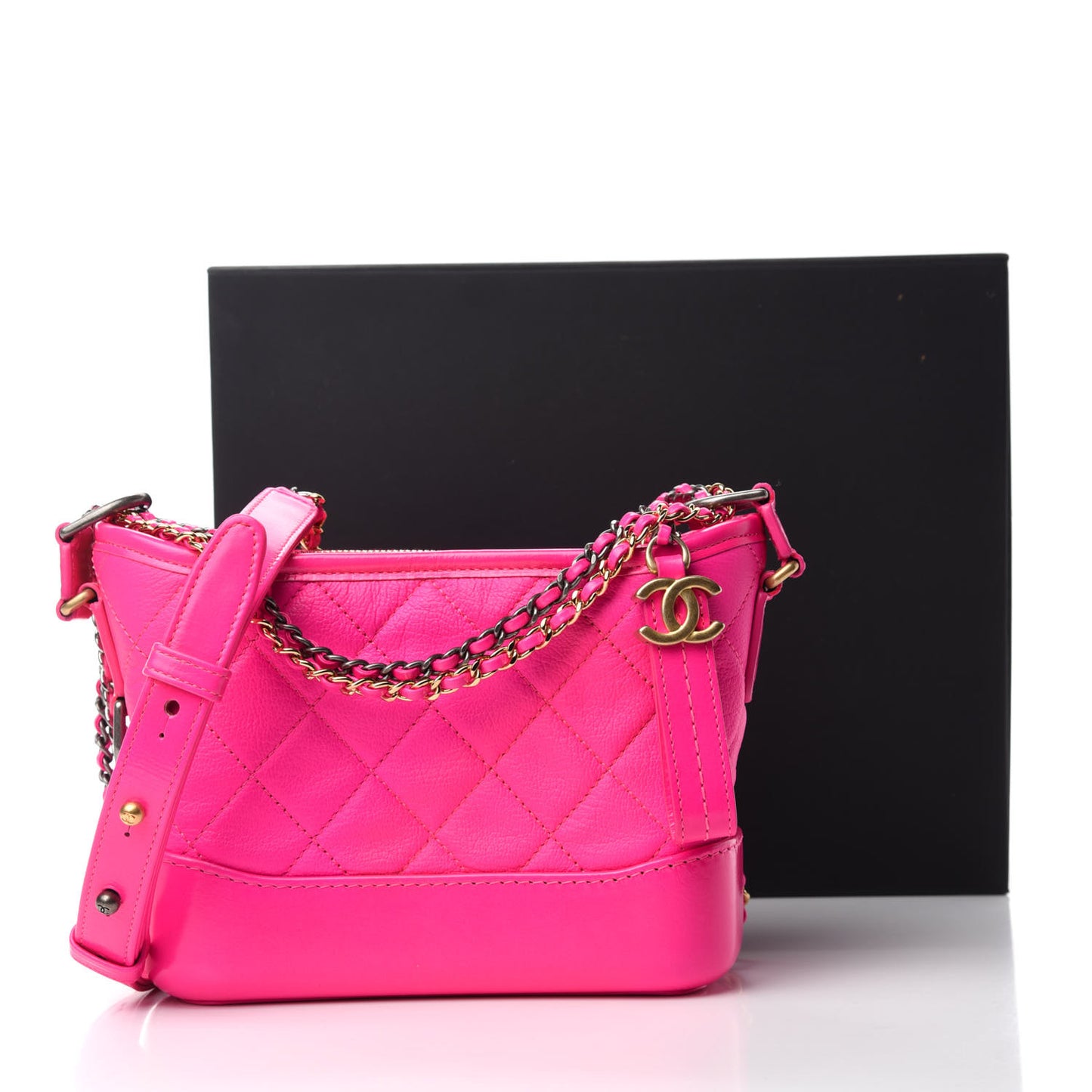 Goatskin Quilted Small Gabrielle Hobo Pink