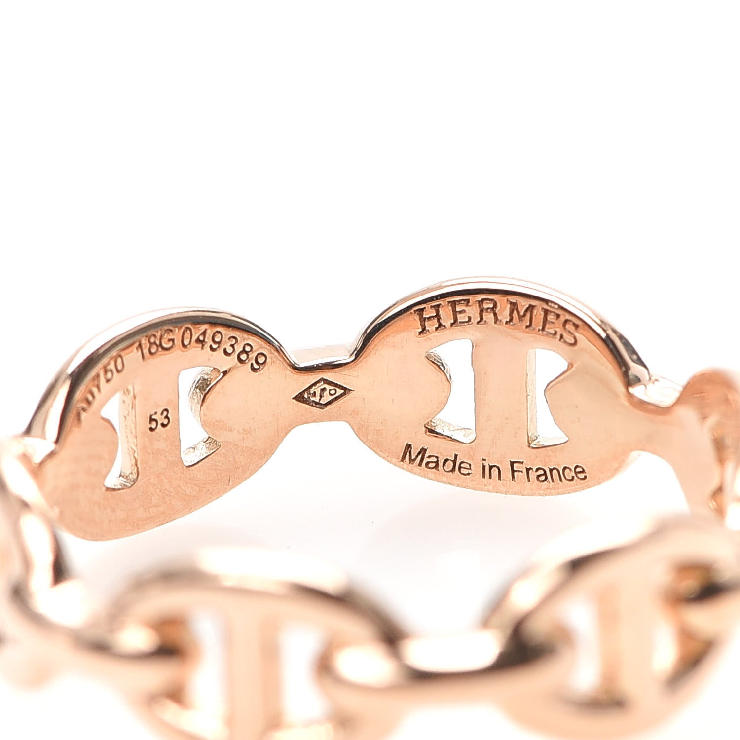 Hermes 18K Rose Gold PM Chaine D'Ancre Enchainee Ring 53 6.5 4 of 6
