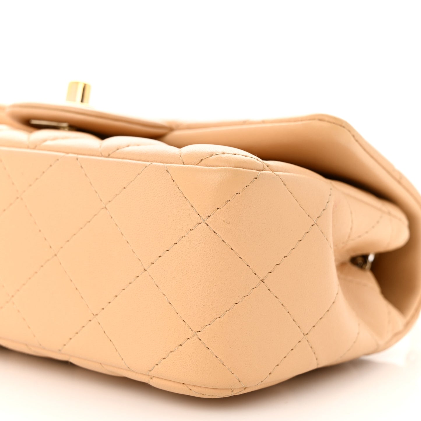 Lambskin Quilted Mini Rectangular Flap Beige