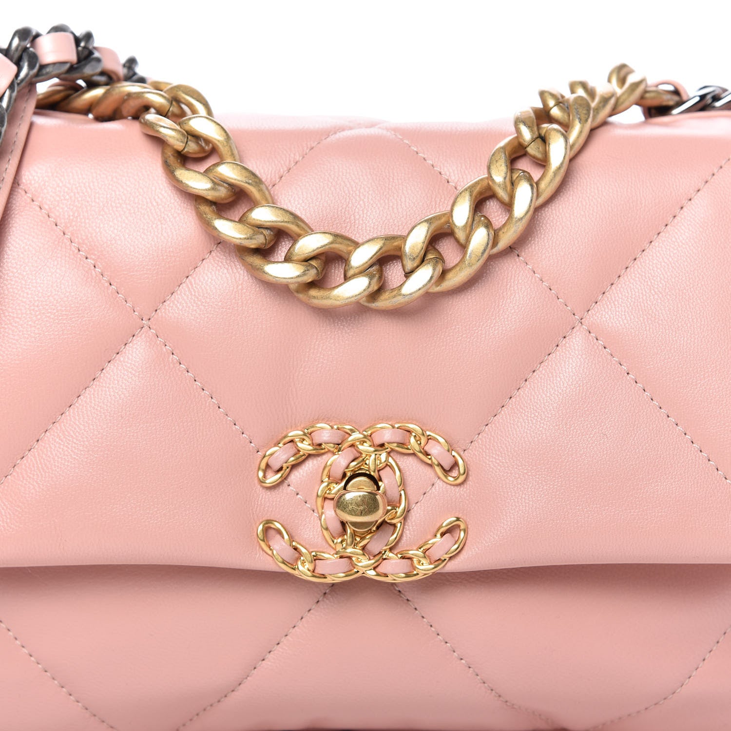 Chanel Goatskin Quilted Medium Chanel 19 Flap Light Pink 10 of 11