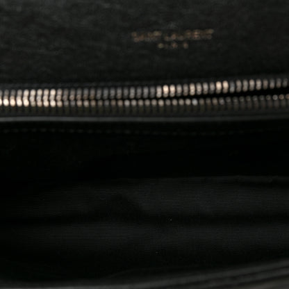 Saint Laurent Sheepskin Matelasse Chevron Monogram Medium College Bag Black 5 of 9