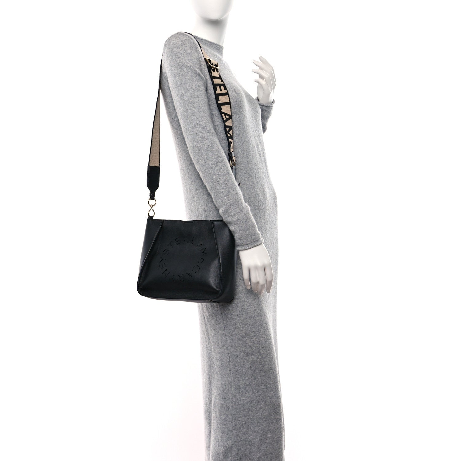 Stella McCartney Eco Alter Nappa Perforated Logo Mini Crossbody Black 2 of 10