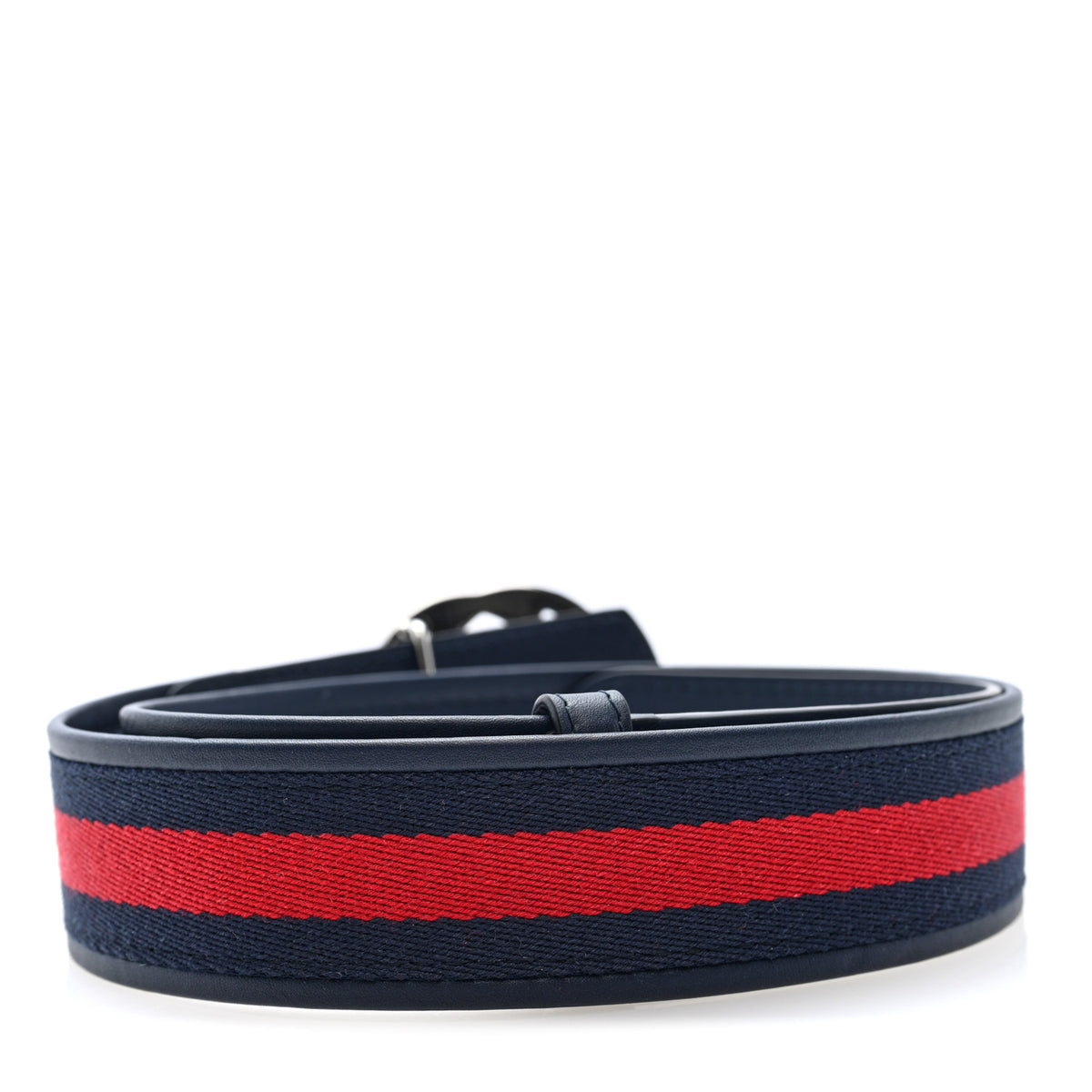 Gucci Calfskin Web Interlocking G Belt 90 36 Navy 2 of 4