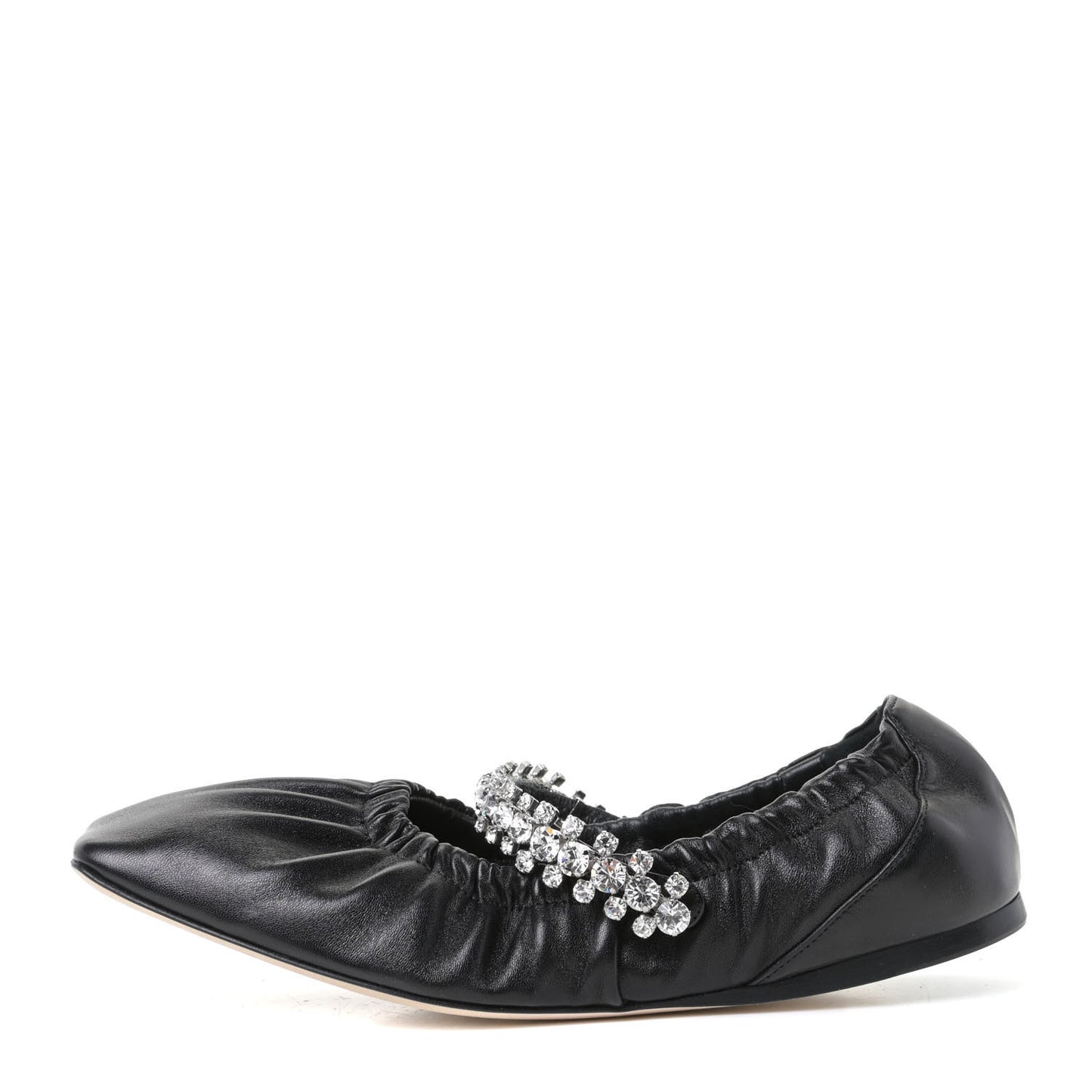 Calfskin Crystal Gai Ballerina Flats 36 Black