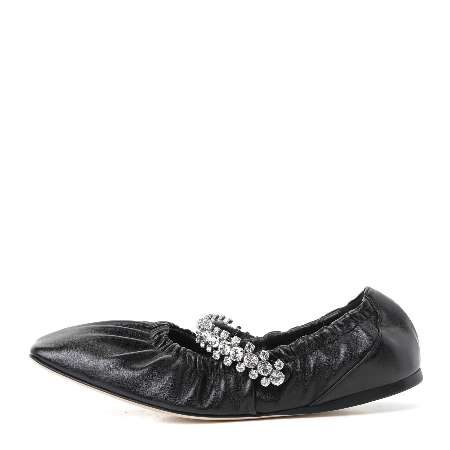 Jimmy Choo Calfskin Crystal Gai Ballerina Flats 36 Black 1 of 11