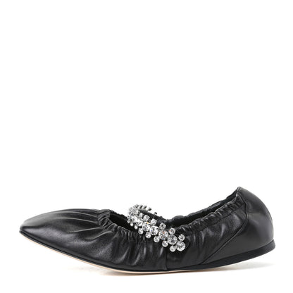 Jimmy Choo Calfskin Crystal Gai Ballerina Flats 36 Black 1 of 11