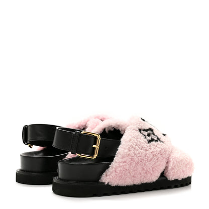 Louis Vuitton Shearling Calfskin Paseo Flat Comfort Sandal 38 Pink 5 of 10