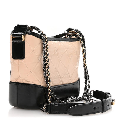 Chanel Aged Calfskin Quilted Small Gabrielle Hobo Beige Black 3 of 10