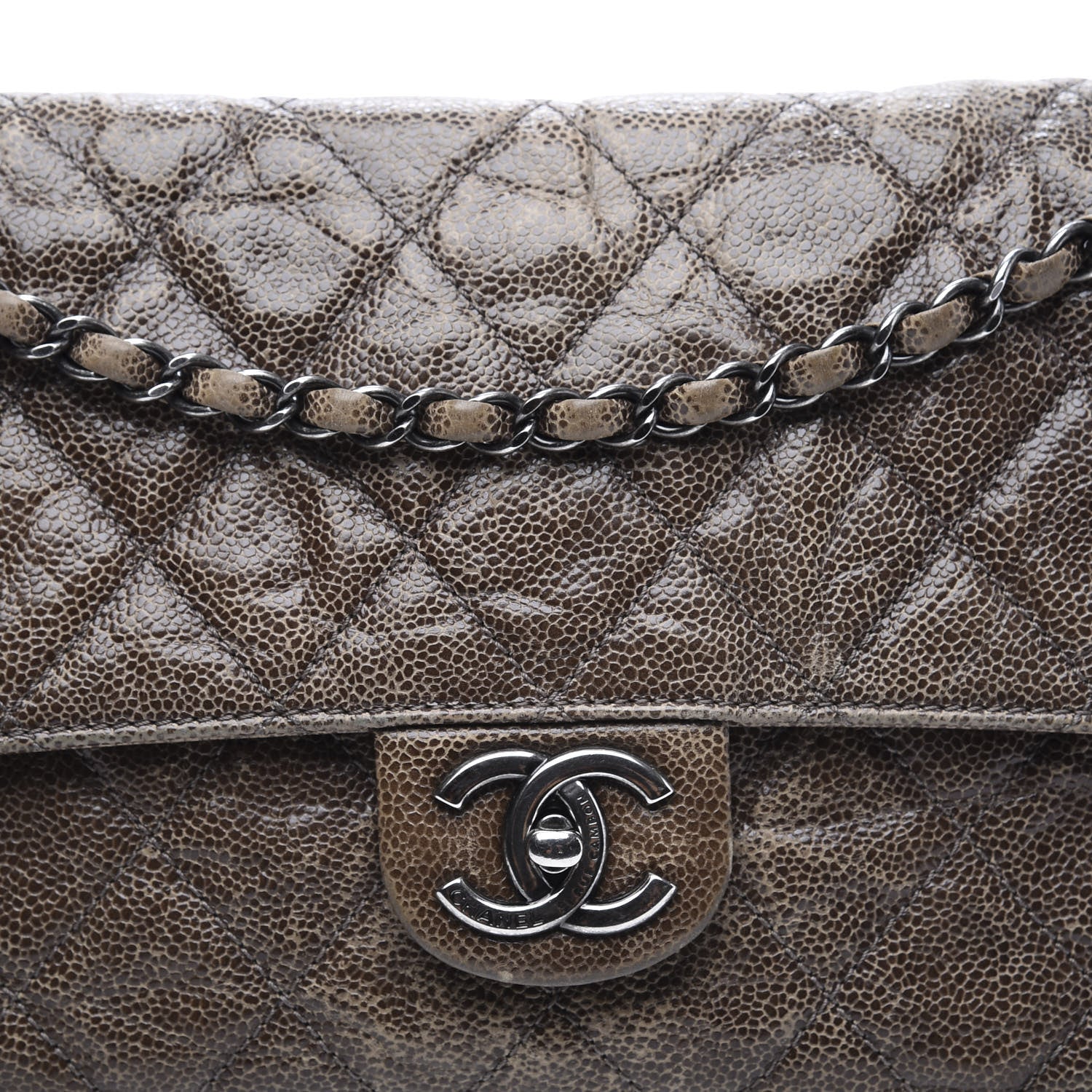 Chanel Crumpled Grained Calfskin Jumbo CC Crave Flap Brown 10 of 10