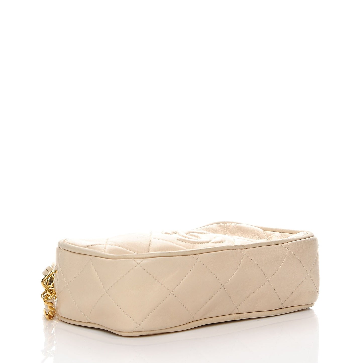 Lambskin Quilted Tassel Camera Case Beige