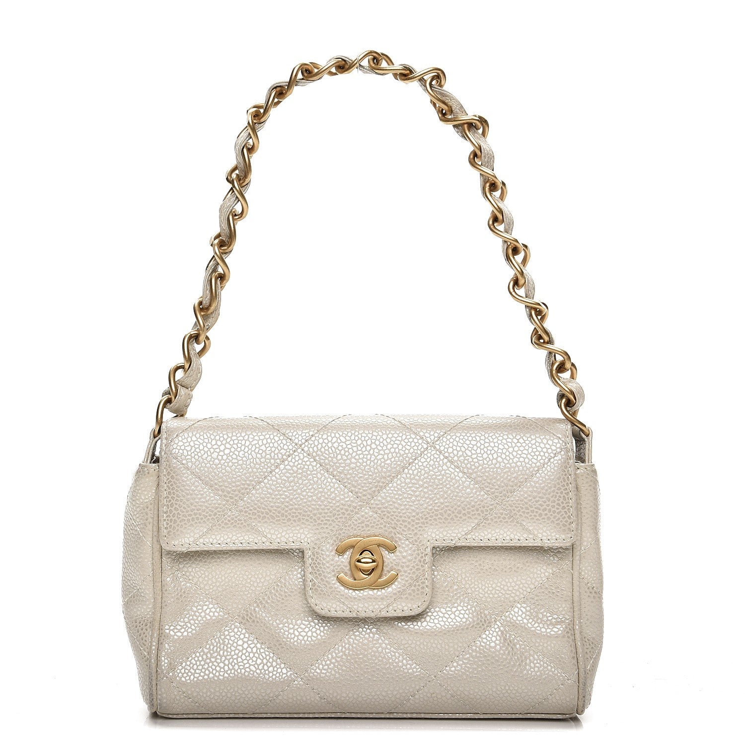 Chanel Caviar Quilted Mini Evening Bag Pearl 1 of 14