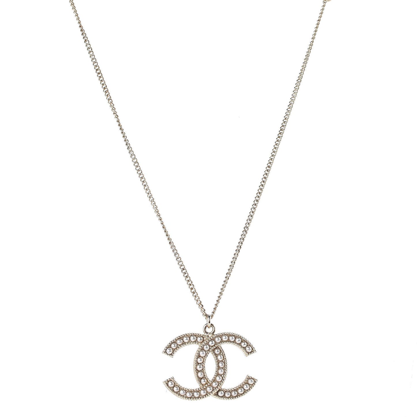 Pearl CC Pendant Necklace Gold