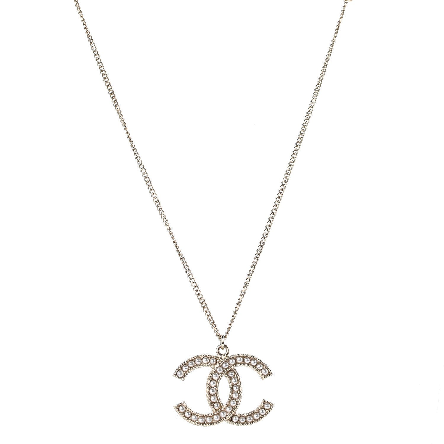 Chanel Pearl CC Pendant Necklace Gold 1 of 6