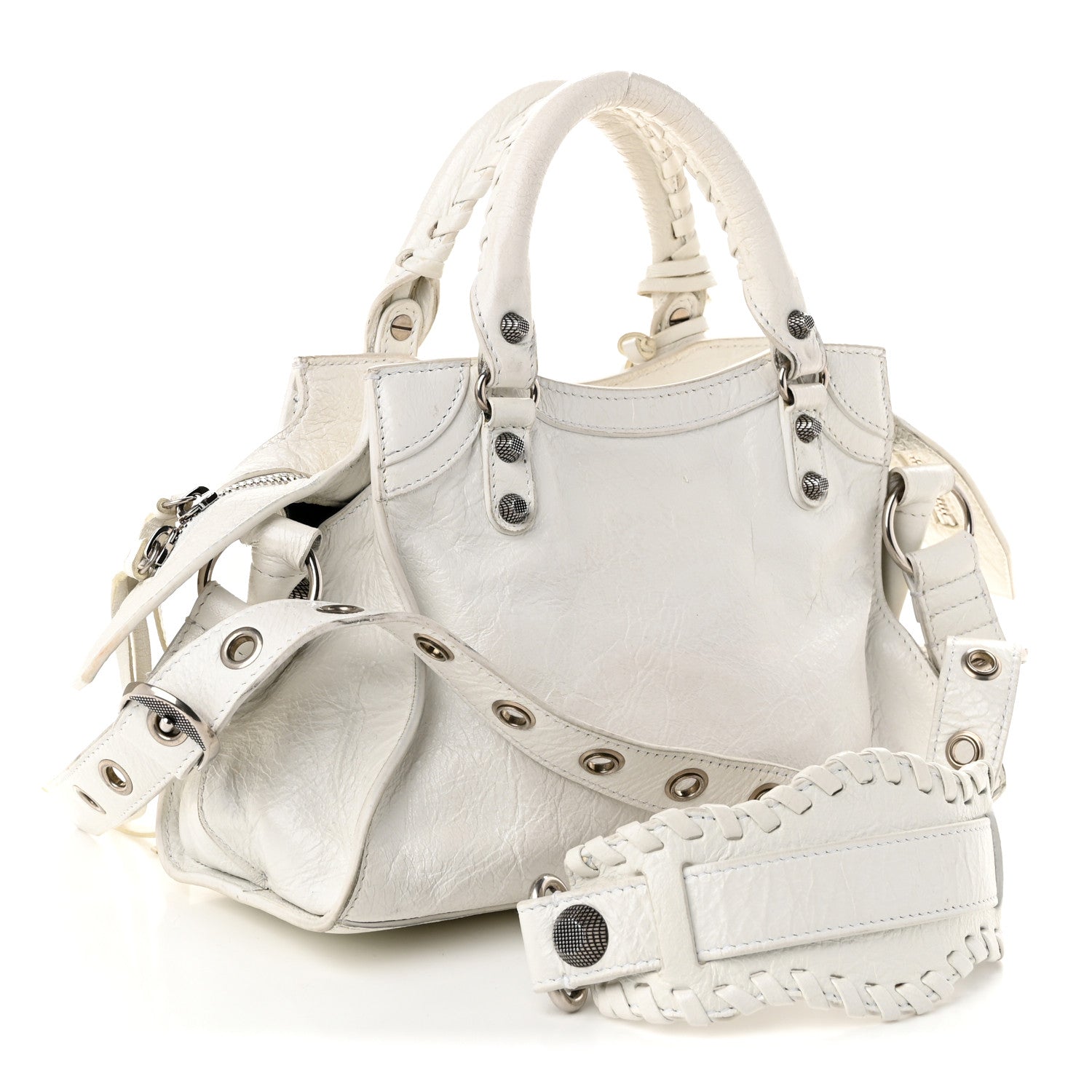 Balenciaga Agneau Arena Neo Cagole Handbag XS Optic White Optic White 4 of 12