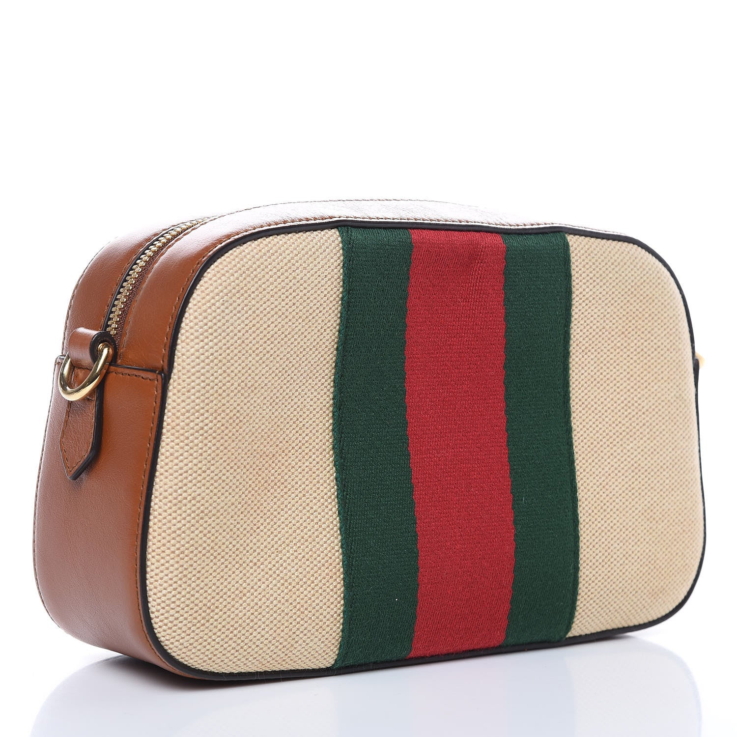 Gucci Vintage Canvas Web Shoulder Bag Sand Cuir 3 of 10