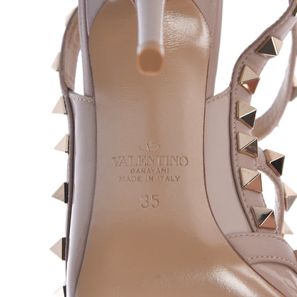 Valentino Garavani Patent Rockstud Ankle Strap Pumps 35 Poudre 6 of 9